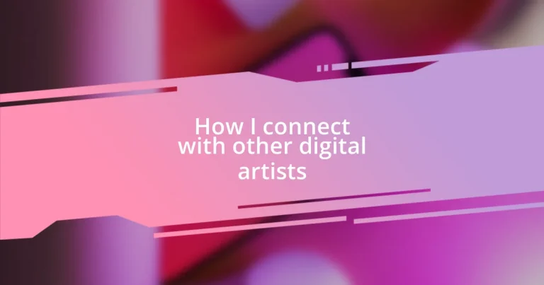 How I connect with other digital artists