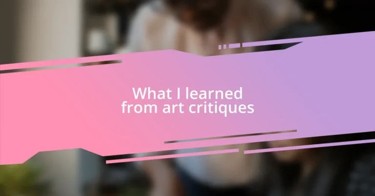 What I learned from art critiques